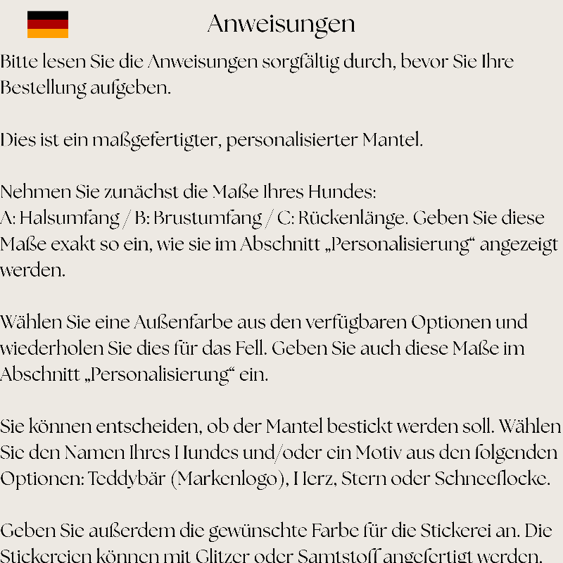 manteau chien sur mesure