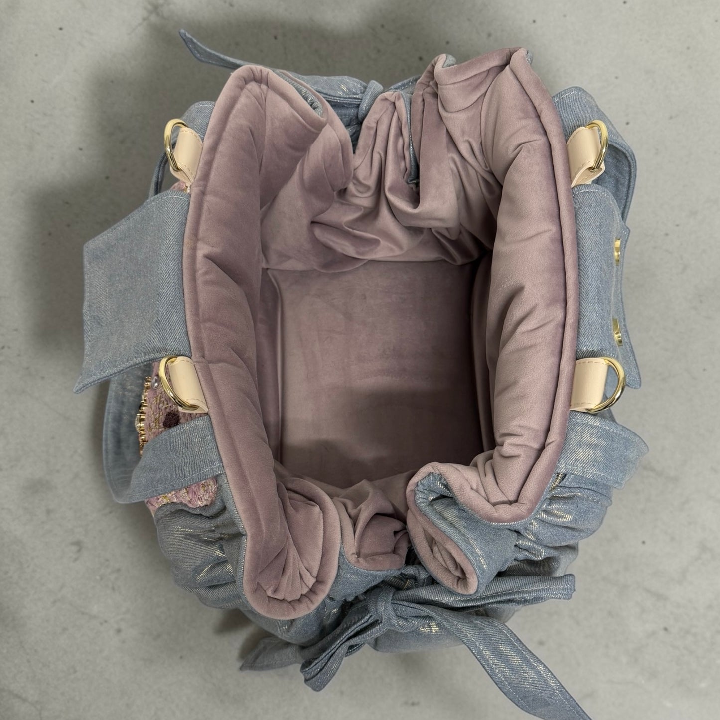 Sac de transport pour chien Stella été denim et lilas