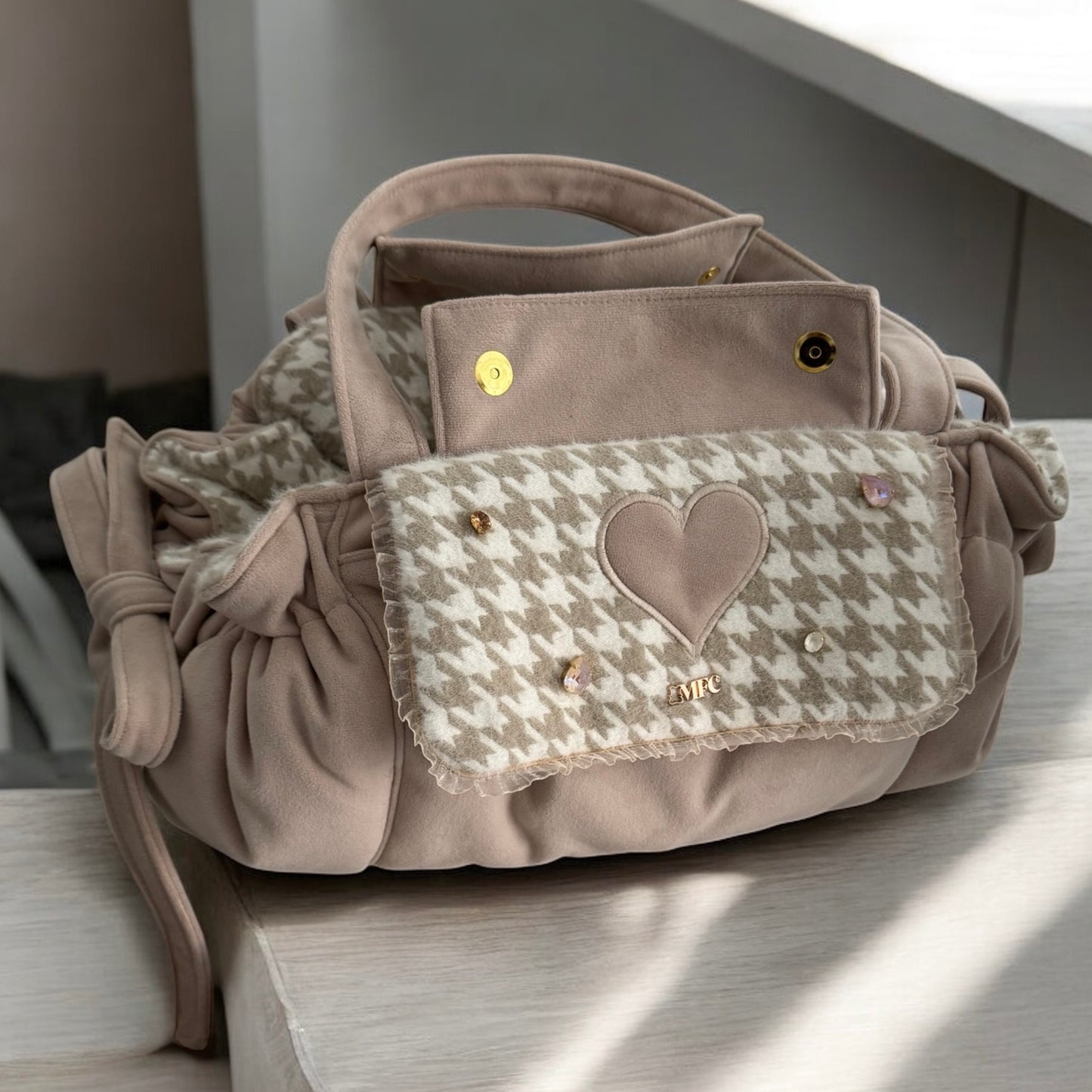 Sac de transport pour chien Stella motif pied de poule