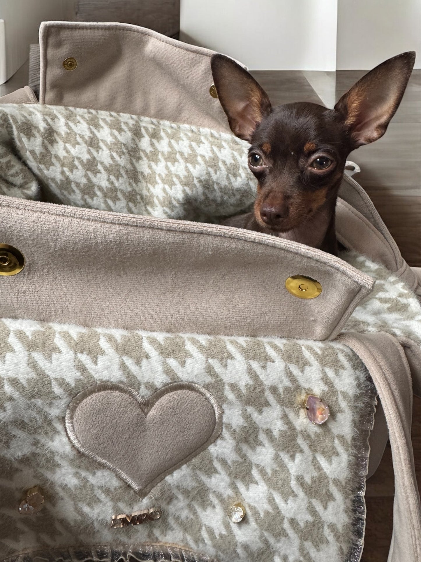 Sac de transport pour chien Stella motif pied de poule