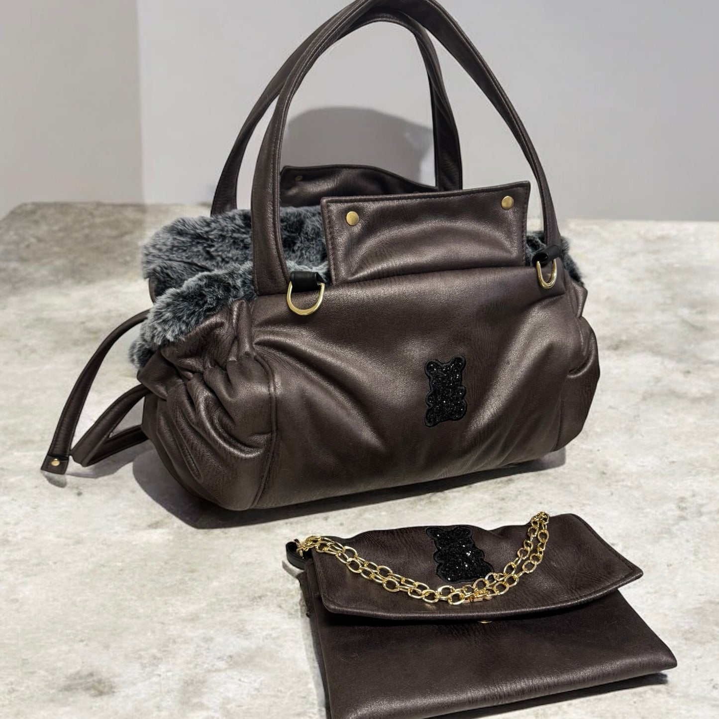 Sac de transport pour chien Stella hiver noir maronné