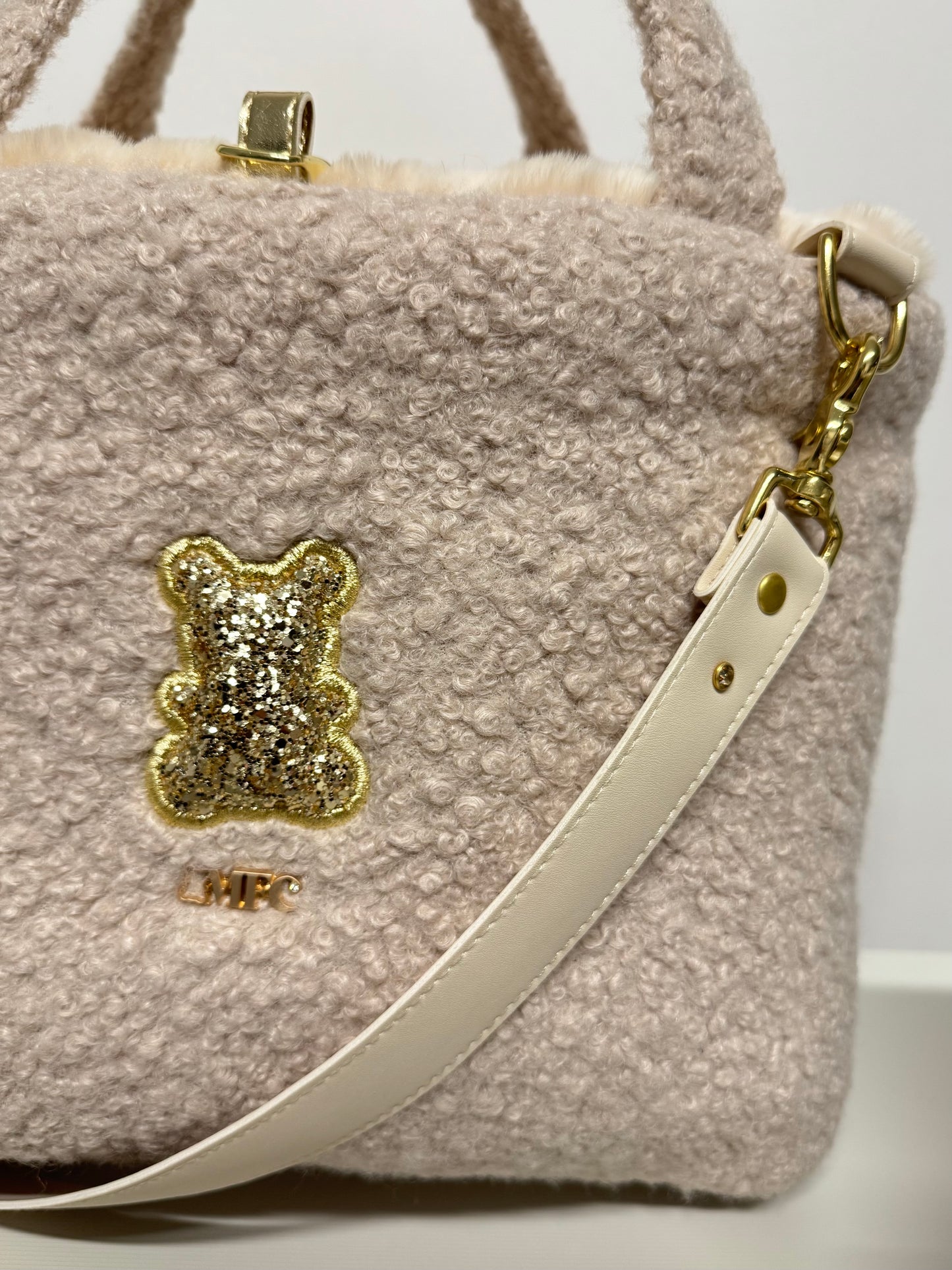 Sac de transport pour chien cabas en bouclettes et fausse fourrure