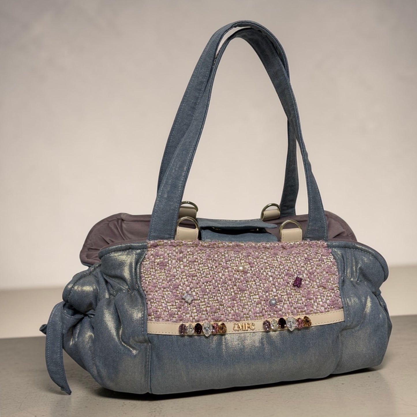 Sac de transport pour chien Stella été denim et lilas