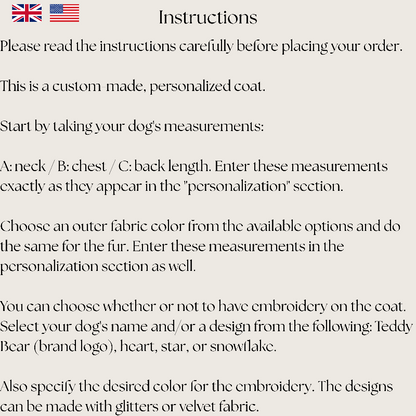 manteau chien sur mesure