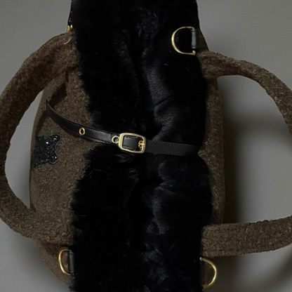 Sac de transport pour chien cabas en bouclettes et fausse fourrure