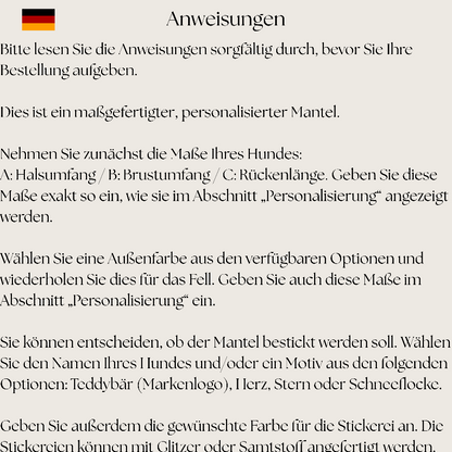 manteau chien sur mesure