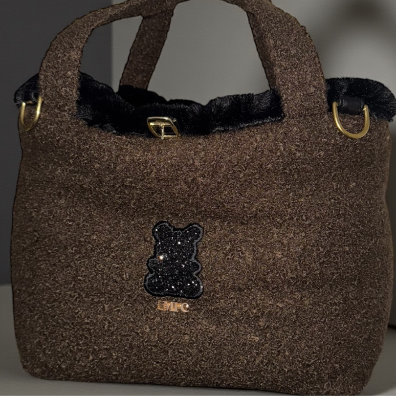 Sac de transport pour chien cabas en bouclettes et fausse fourrure