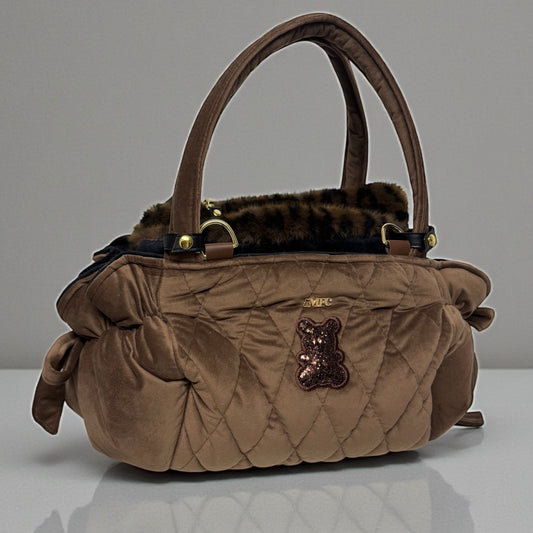 Sac de transport pour chien Stella en velours chocolat