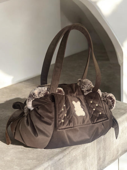 Sac pour chien de luxe Stella en velours marron foncé