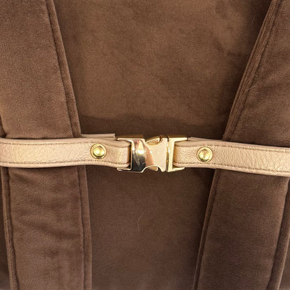 Stella dog carrier bag in quilted beige velvet