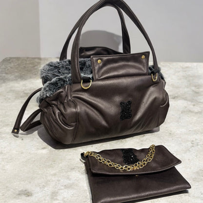 Sac de transport pour chien Stella hiver noir maronné