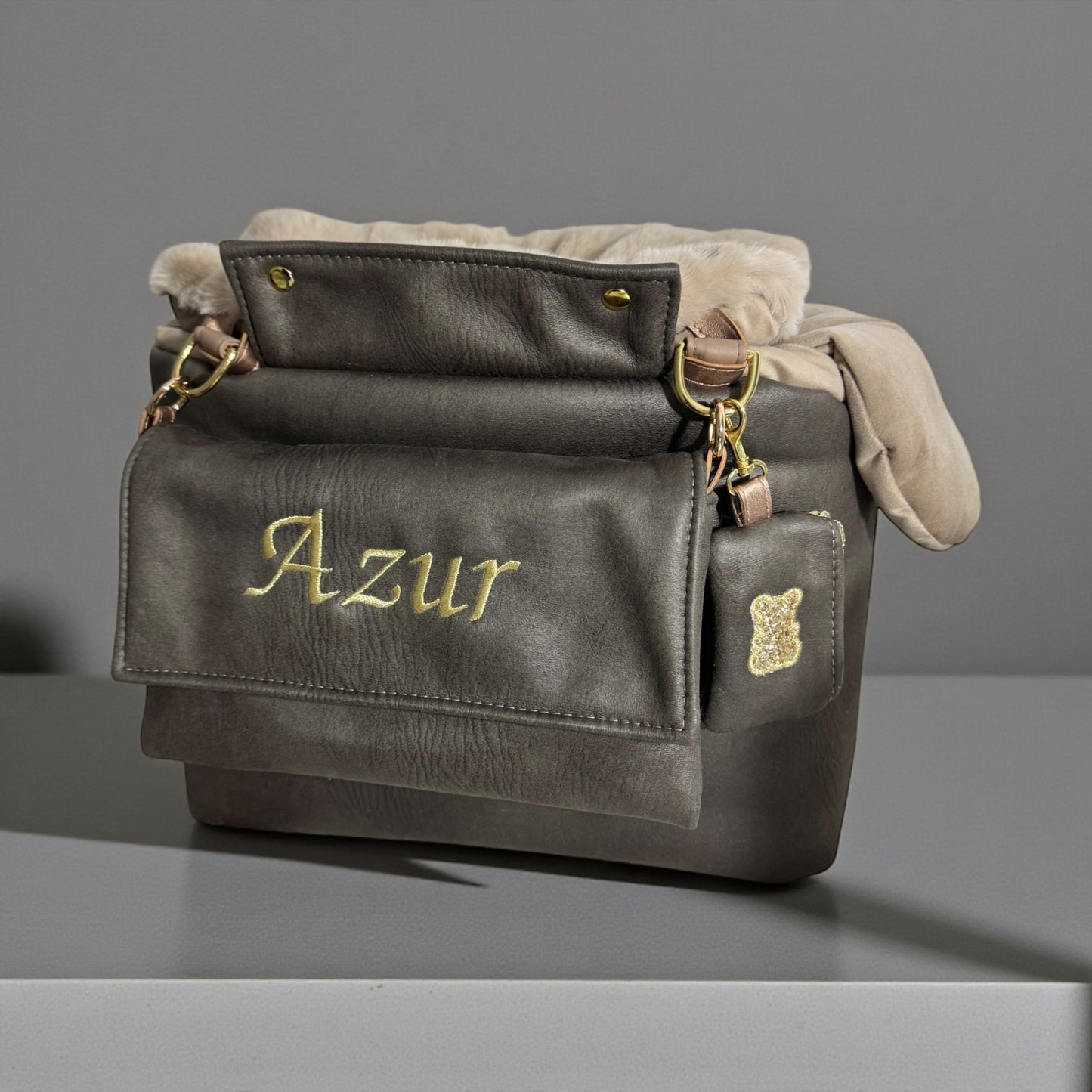 Sac de transport pour chien classique en simili cuir nappa