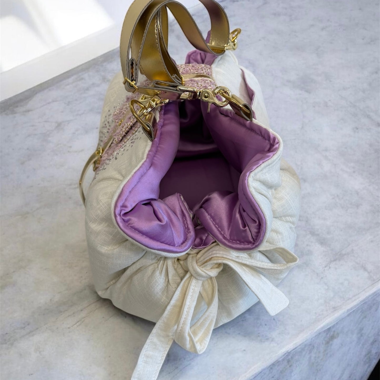 Sac de transport pour chien Stella été en lin et tweed