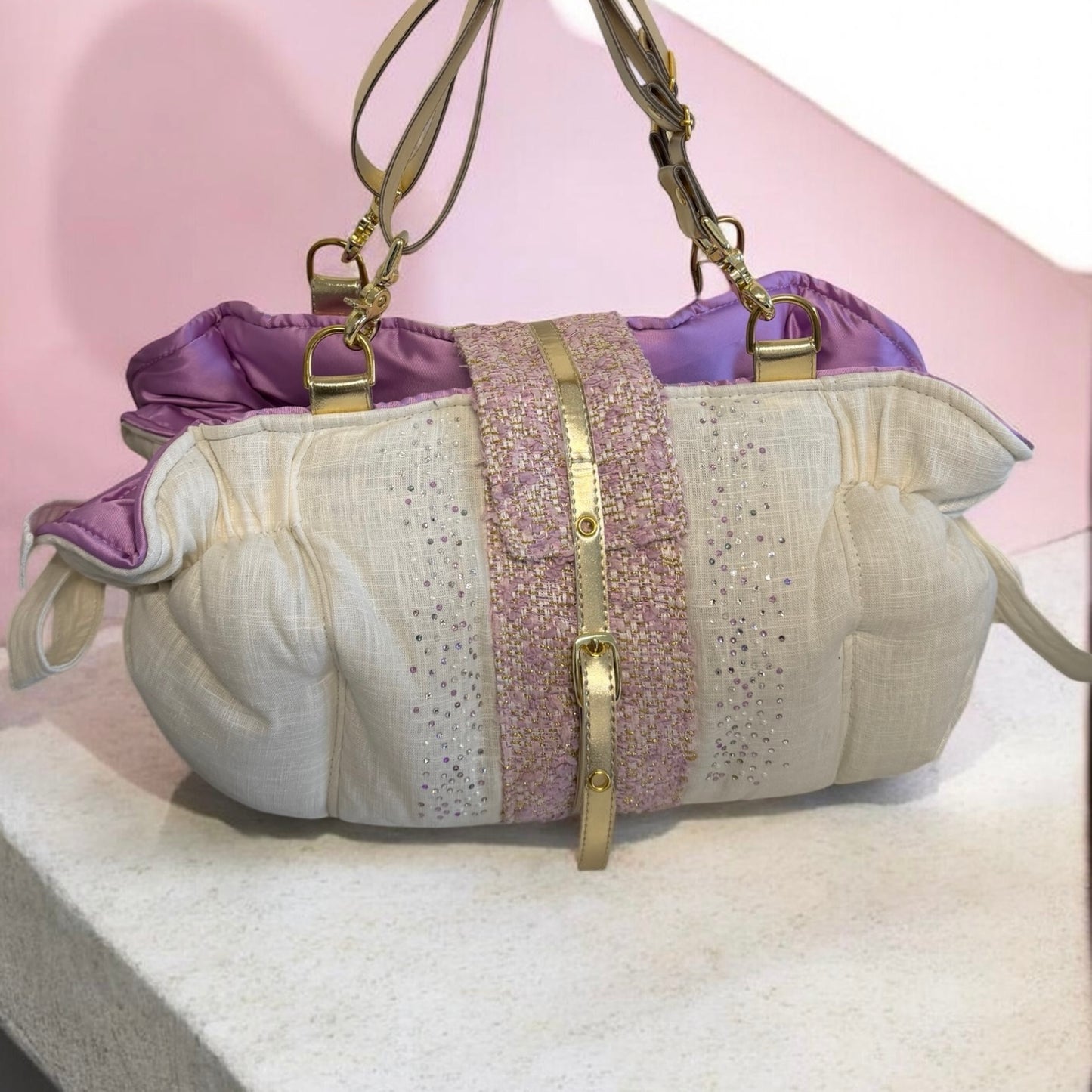 Sac de transport pour chien Stella été en lin et tweed