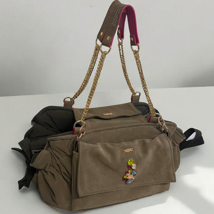 Stella dog carrier bag in grained leather