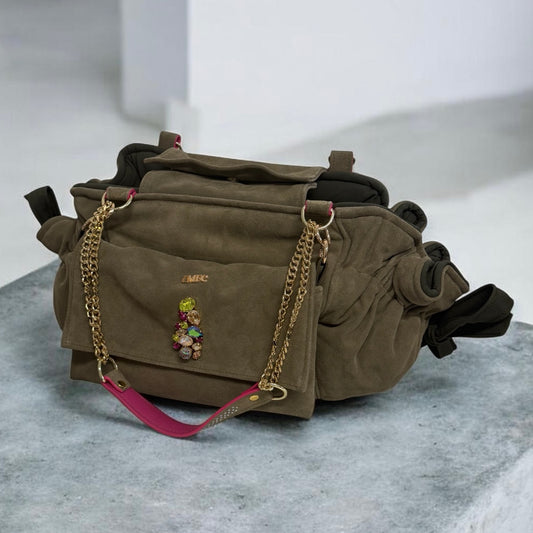 Stella dog carrier bag in grained leather