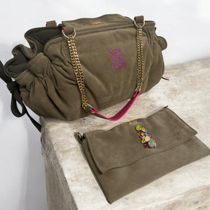 Stella dog carrier bag in grained leather