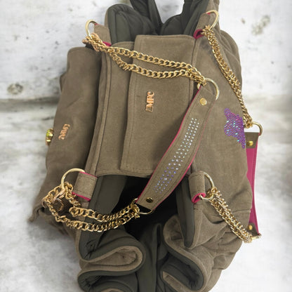 Stella dog carrier bag in grained leather