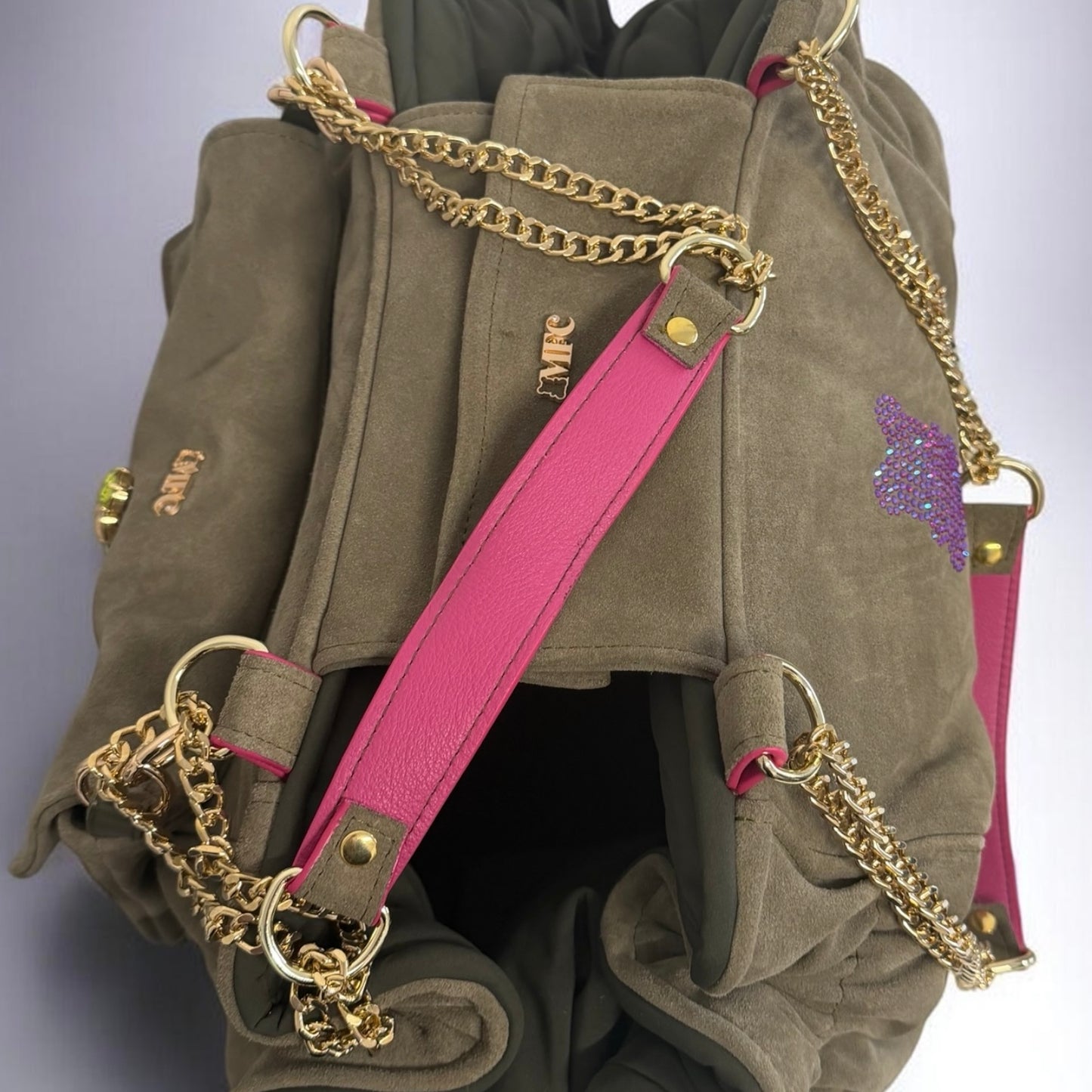 Stella dog carrier bag in grained leather