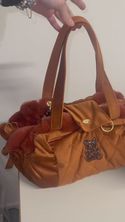 Edition limitée - Sac de transport pour chien Stella en velours terracotta